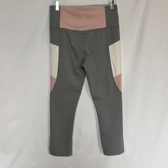 KATE SPADE Limited Edition Colorblock Pink, White, Gray Crop Capris Leggings M - Picture 4 of 9